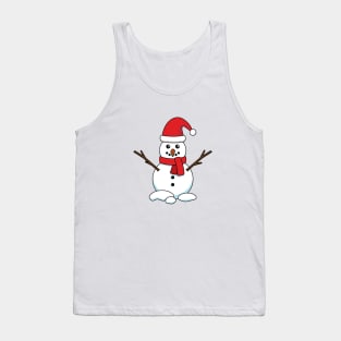 Snowman with Red Bonnet and Scarf Tank Top